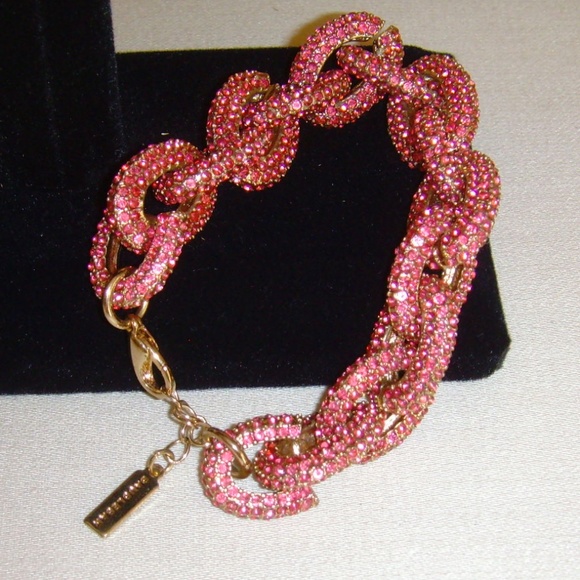 BaubleBar Pink Rhinestone Link Chain Bracelet NEW - Picture 6 of 15